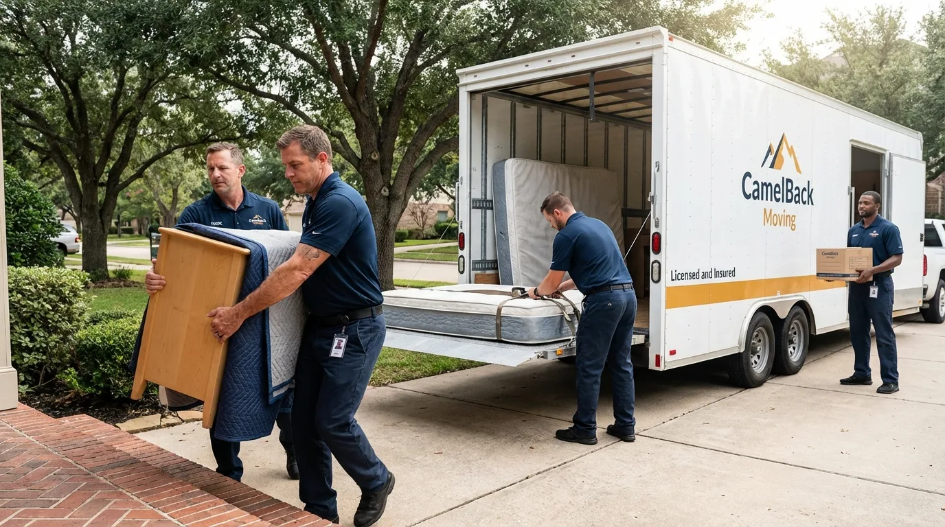 Crew loading residential truck for cross-state move from Stonewall, MS