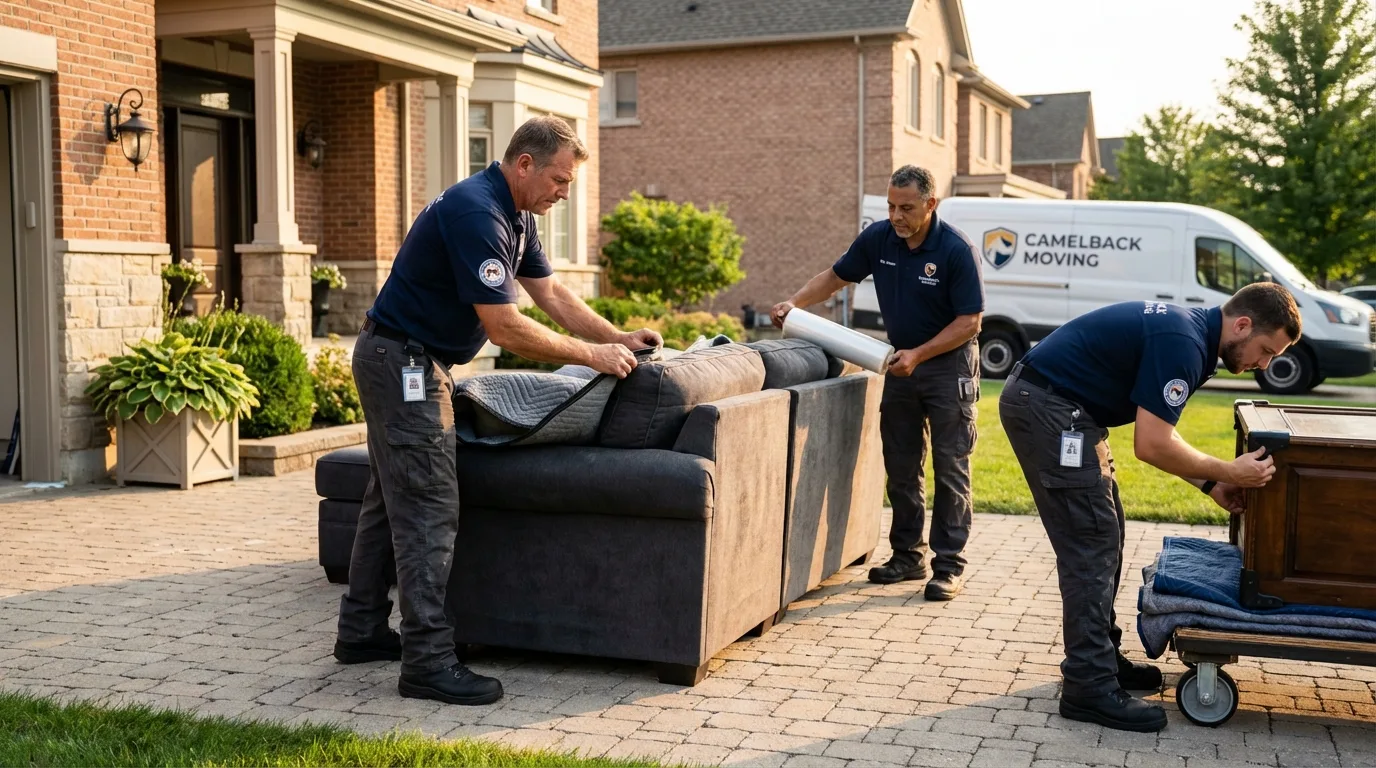 Large estate moving crew wrapping furniture in Stonewall, MS